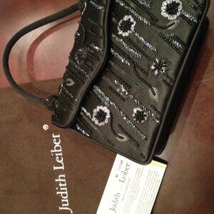 Judith Leiber Black Beaded Evening Bag Like New